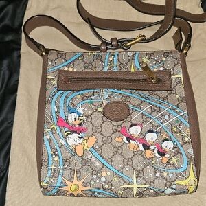 Gucci Blue and Brown Crossbody Bag with Playful Cartoon Accents